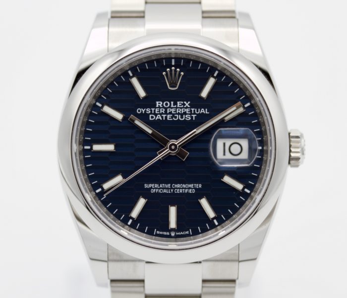 Rolex Datejust 36 05-2023 Motif Wave blau Oyster 126200